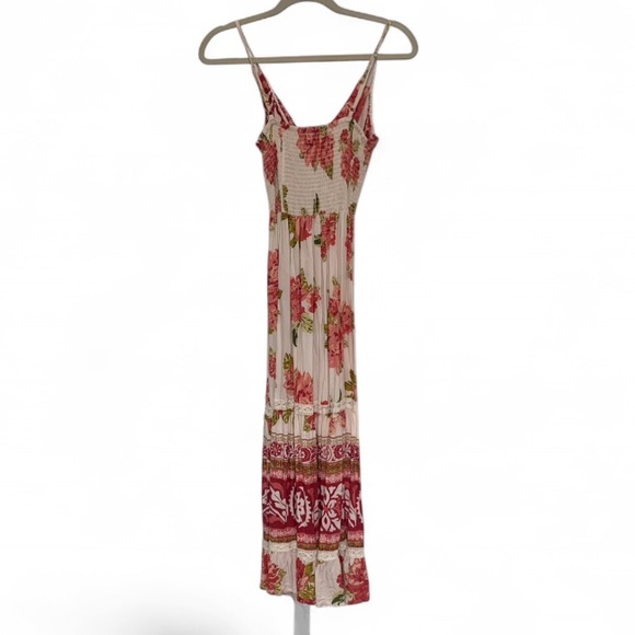 Angie Boho Red Floral Twist Front Midi Dress - Picture 6 of 10